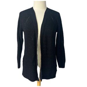 Members Mark Cardigan Chenille Sweater Womens Medium Black Open Front